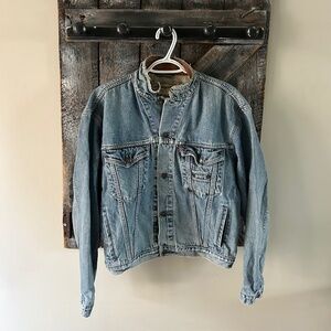 Men's Levi's Jean Jacket w/Leather Collar & Zippo Lighter Pocket